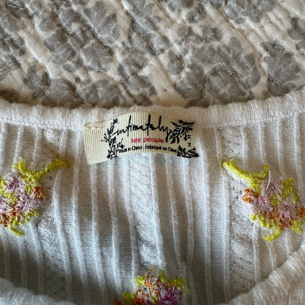 Free People Cropped Floral Embroidered Knit Tank - Picture 2 of 4